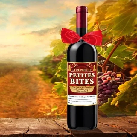 Bouteille de vin humoristique « la cuvée des petites bites »