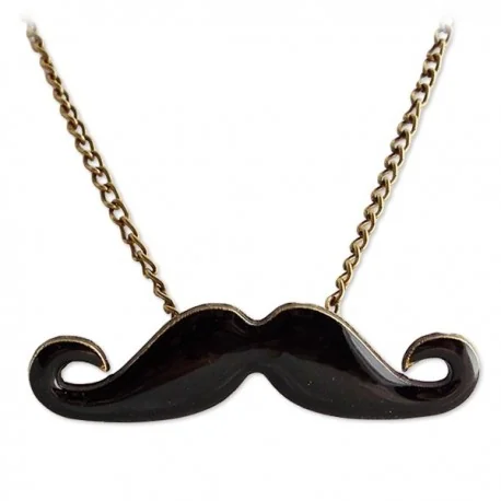 Collier pendentif moustache noire élégante