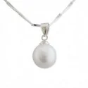 Pendentif perle opaline et fine chaine argentée