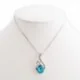 Collier pendentif cygne argenté, strass et turquoise