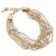 Bracelet aux 9 chaines dorées avec perles blanches