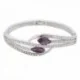 Bracelet argenté double fausse pierre violette