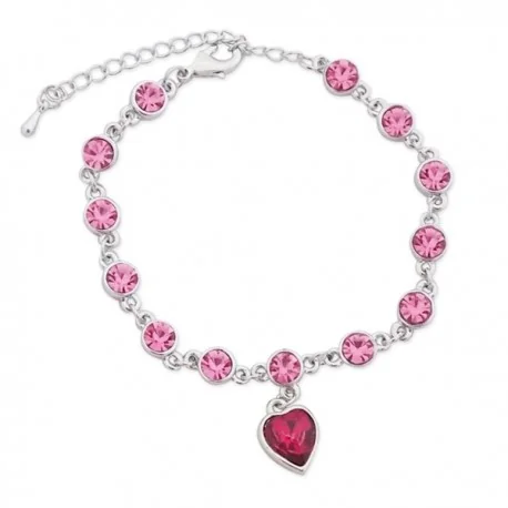 Bracelet aux faux cristaux roses et son cœur
