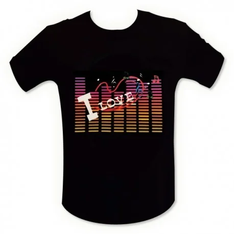 T-shirt interactif equalizer lumineux "I love music"