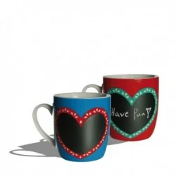 2 Mugs pour couple I Love You tasses cœur qui s'emboîtent - Totalcadeau