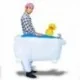 Costume gonflable homme dans sa baignoire avec canard