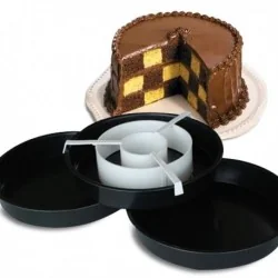 Kit 3 moules à gâteau avec séparateur pour effet damier