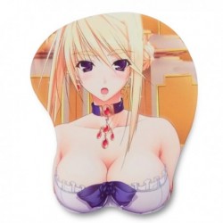 Tapis informatique repose poignet manga blonde avec collier