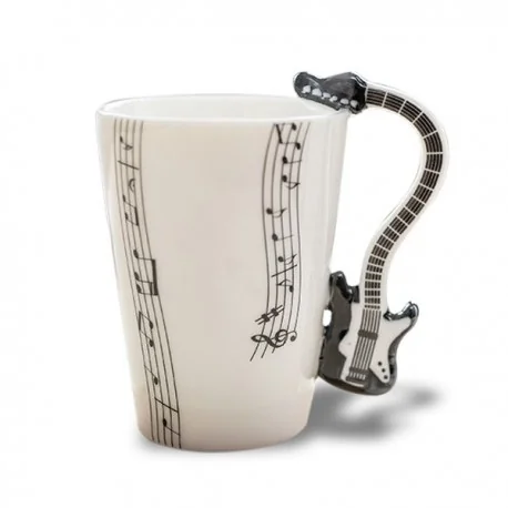 Tasse guitare électrique en porcelaine blanche