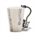 Tasse guitare électrique en porcelaine blanche