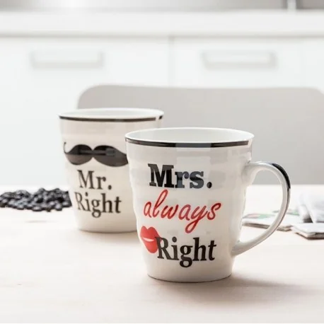 Duo de tasses Monsieur et Madame Right en céramique