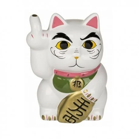 Tirelire chat maneki-neko à doigt d’honneur 