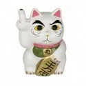 Tirelire chat maneki-neko à doigt d’honneur 